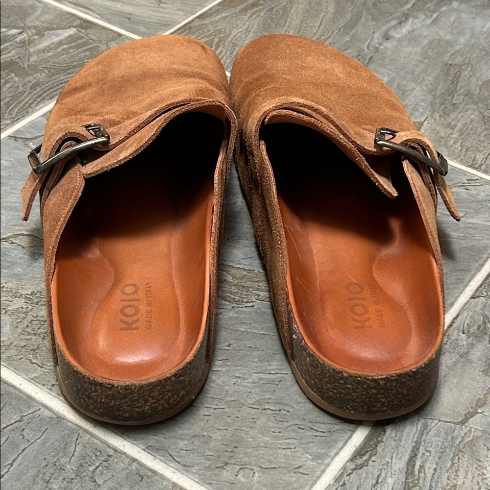 Koio Salerno suede clog Made in Italy sand tan brown EU 45 men US 12 birk style - Picture 5 of 9